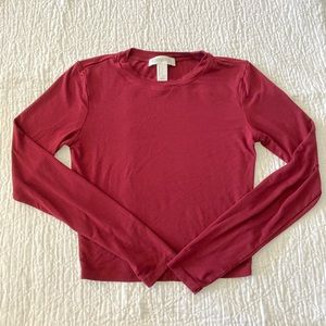 Burgundy Forever 21 Long Sleeve Crop Top
